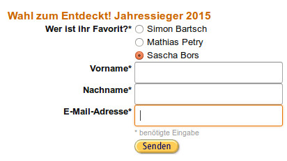 So simpel ist das Formular, das Sash glücklich macht! Quelle: amazon.de